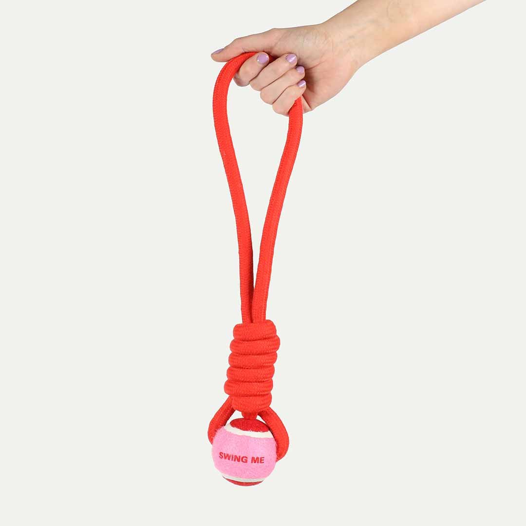 Ball with rope loop SWING ME Hondenspeelgoed Coockoo