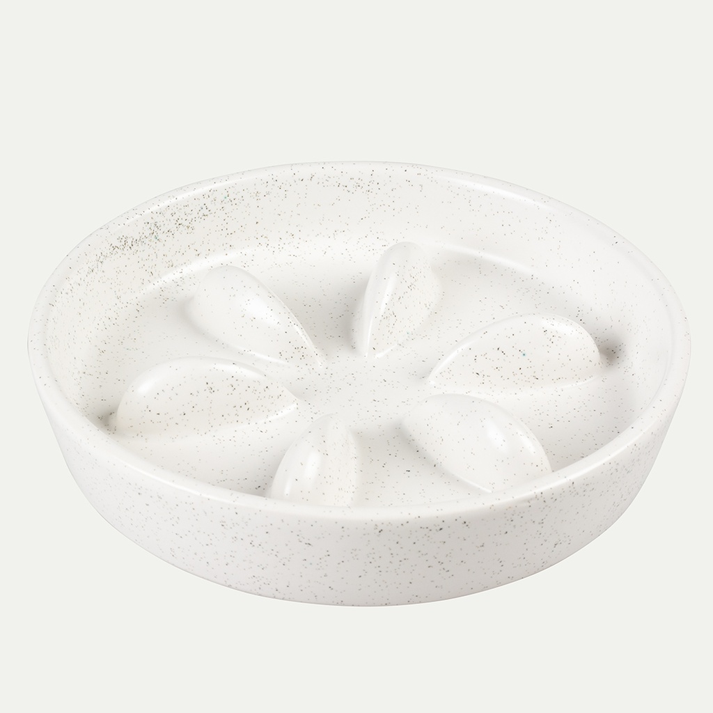 Slow down feeding bowl Stone Speckle - white