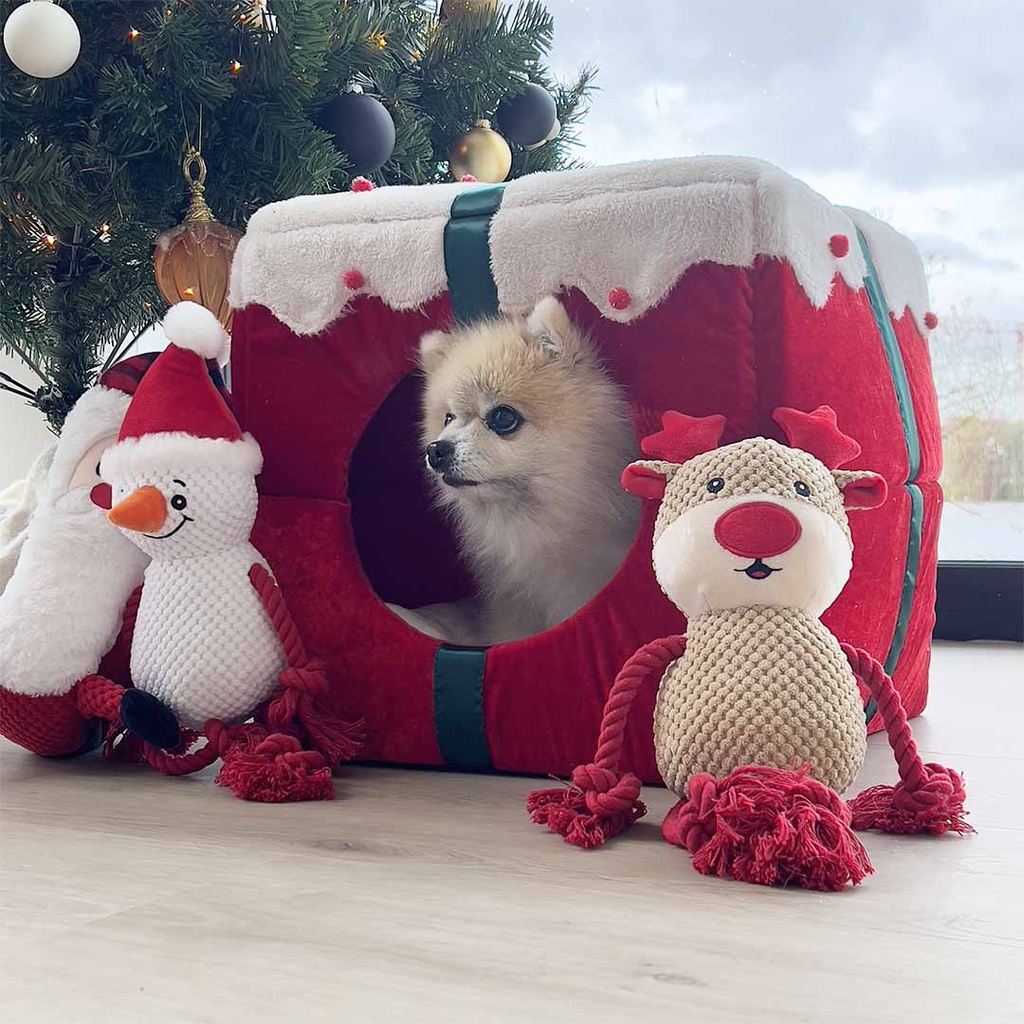 Xmas Calin avec corde bonhomme de neige 