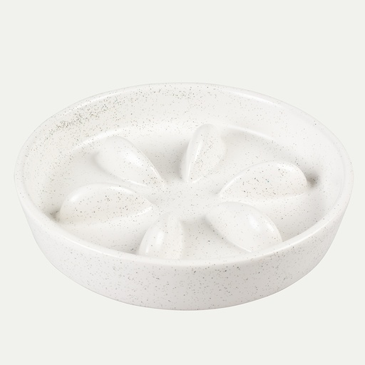 [14412] Slow down feeding bowl Stone Speckle - white